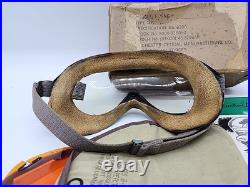 U. S ARMY AIR FORCES TYPE B-8 FLYING GOGGLES AVIATION Case With Extra Lenses