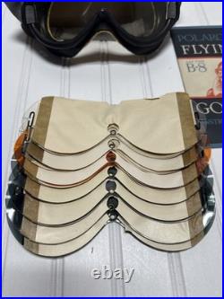 U. S ARMY AIR FORCES TYPE B-8 FLYING GOGGLES, Case, 8 Extra Lenses, Instructions