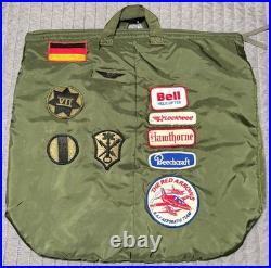 U. S. Air Force Army Flyers Helmet Bag Green Nylon Flight Crew Patches Military
