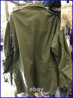 U. S. Army Air Force OD Green M-65 Field Jacket w Hood Large Long Brass Zipper