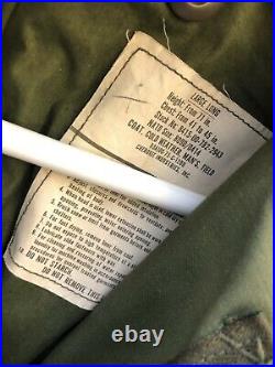 U. S. Army Air Force OD Green M-65 Field Jacket w Hood Large Long Brass Zipper