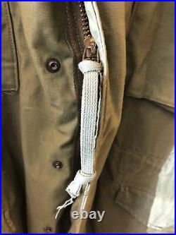 U. S. Army Air Force OD Green M-65 Field Jacket w Hood Large Long Brass Zipper