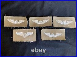 US ARMY AIR FORCE WW 2 Wing Lot of 5 EMBROIDERED ON KHAKI TWILL