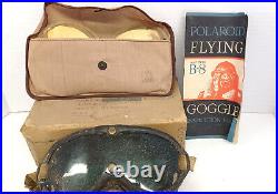US ARMY AIR FORCES TYPE B-8 FLYING GOGGLES- BOXED- Polaroid Corporation