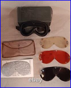 US ARMY AIR FORCES TYPE B-8 FLYING GOGGLES- ORIGINAL BOX with EXTRAS ACCESSORIES