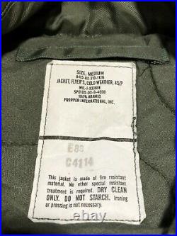 US Air Force Jacket Flyer's Cold Weather 45/P 100% Aramid NOS Medium Bomber