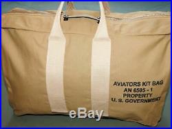 US Army AAF WW2 EASTMAN PILOT KHAKI AVIATOR'S KIT BAG for Leather Flight Jacket