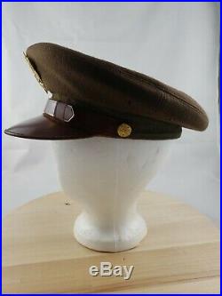 US Army AAF WWII WW2 OFFICERS FUR FELT CAP Vtg Hat RARE Ided 14TH AIR FORCE