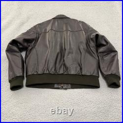 US Army Air Force A-2 Leather Flight Jacket Mens Large Brown Map Lining