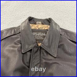 US Army Air Force A-2 Leather Flight Jacket Mens Large Brown Map Lining