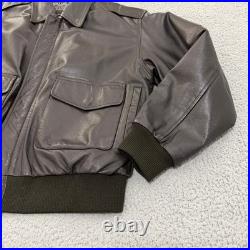 US Army Air Force A-2 Leather Flight Jacket Mens Large Brown Map Lining
