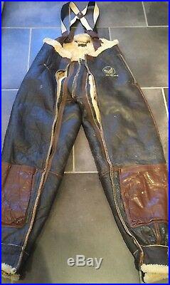 US Army Air Force A-3 Leather Sheepskin Flight Pants Rough Wear Clothing 40 R