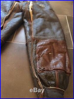 US Army Air Force A-3 Leather Sheepskin Flight Pants Rough Wear Clothing 40 R