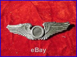 US Army Air Force AAF Observer wing 3 inch sterling pin back