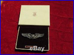 US Army Air Force AAF Pilot wing 2 inch Amico Sterling pin back in original box