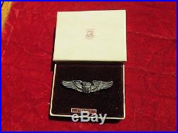 US Army Air Force AAF Pilot wing 2 inch Amico Sterling pin back in original box