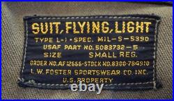 US Army Air Force L-1 Light Flight Suit Size Small Regular, mfg. Foster (Lkr #2)