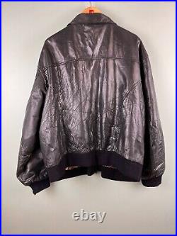 US Army Air Force Leather Jacket Mens 3XL Black Type A-2 Flyers Full Zip Bomber