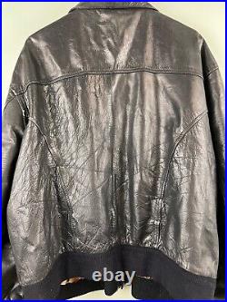 US Army Air Force Leather Jacket Mens 3XL Black Type A-2 Flyers Full Zip Bomber