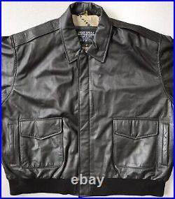 US Army Air Force Leather Jacket Mens 3XL Brown Type A-2 Flyers Full Zip Bomber