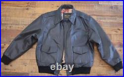 US Army Air Force Leather Jacket Mens Medium Brown Type A-2 Flyers Zip Bomber L