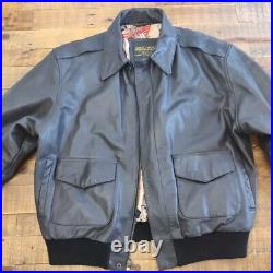 US Army Air Force Leather Jacket Mens Medium Brown Type A-2 Flyers Zip Bomber L