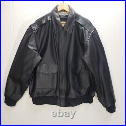 US Army Air Force Leather Type A-2 Flyer's Flight Bomber Jacket Mens XL Black