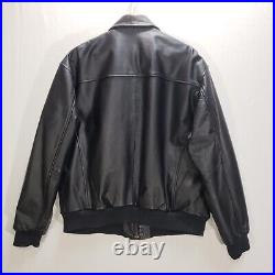 US Army Air Force Leather Type A-2 Flyer's Flight Bomber Jacket Mens XL Black