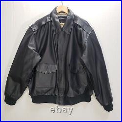 US Army Air Force Leather Type A-2 Flyer's Flight Bomber Jacket Mens XL Black