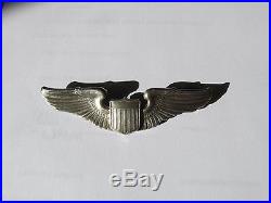US Army Air Force Pilot wing Pin back Sterling 3 inch B17 B24 B25 B26 A and E