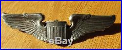 US Army Air Force Pilot wing Pin back Sterling 3 inch B17 B24 B25 B26 A and E