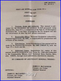 US Army Air Force TT-1 Medical First Aid Bag WWII, Complete USAAF Kit, Large