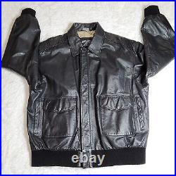 US Army Air Force Type A-2 Flyer's Flight Bomber Jacket Sz XL Black Leather VTG