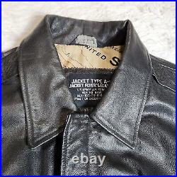 US Army Air Force Type A-2 Flyer's Flight Bomber Jacket Sz XL Black Leather VTG