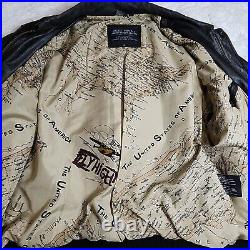 US Army Air Force Type A-2 Flyer's Flight Bomber Jacket Sz XL Black Leather VTG