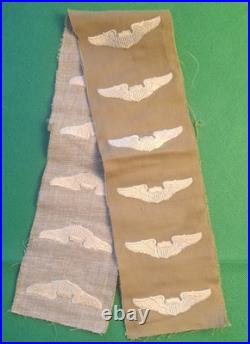 US Army Air Force WW2, Lot of 12 UNCUT, Pilot's Wings on Khaki Patches