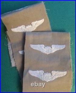 US Army Air Force WW2, Lot of 12 UNCUT, Pilot's Wings on Khaki Patches