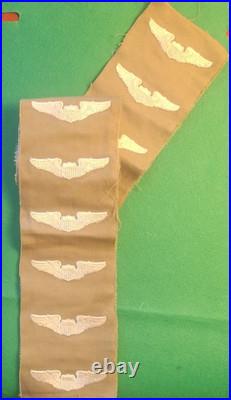 US Army Air Force WW2, Lot of 12 UNCUT, Pilot's Wings on Khaki Patches