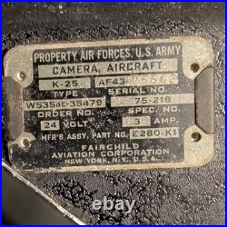 US Army Air Forces Fairchild K-25 Type 3 Aircraft Camera 24V 3A W535AC-35479