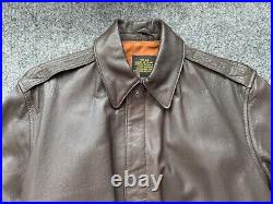 US Army Air Forces Leather Aviator Bomber Jacket Size 36 Brown Avirex A-2 NY USA