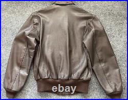 US Army Air Forces Leather Aviator Bomber Jacket Size 36 Brown Avirex A-2 NY USA