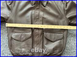 US Army Air Forces Leather Aviator Bomber Jacket Size 36 Brown Avirex A-2 NY USA