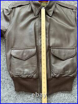 US Army Air Forces Leather Aviator Bomber Jacket Size 36 Brown Avirex A-2 NY USA