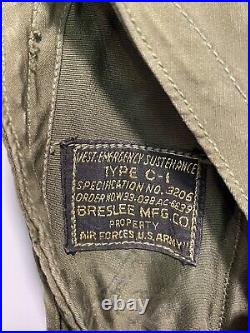 US Army Air Forces WWII WW2 Type C-1 Sustenance Vest Breslee Theater Worn Patina