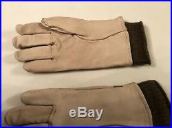 US Army Airforces Air Force Antique WW2 Leather Gloves Size Medium White