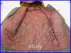 US Army B-9 Parka Jacket Vintage Air Force Fur Collar Hood Red Quilted Lining