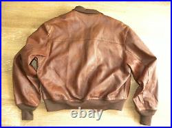 US Authentic Mfg Co. Leather Military Flight Jacket, Type A1, Size 44 Nice