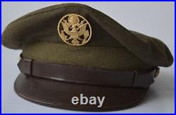 US Military Army Air Force Uniform Visor Cap WW2 WWII withBadge Dated 11/17/1947