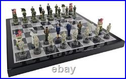 US Military Army vs Air Force Chess Men Set with 18 Black and Gray Board