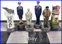 US Military Army vs Air Force Chess Men Set with 18 Black and Gray Board US Military Army vs Air Force Chess Men Set with 18 Black and Gray Board